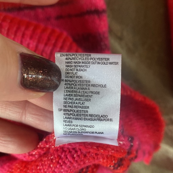 NWT RD Style red pink crew neck sweater NWT striped cozy colorful - Picture 6 of 7
